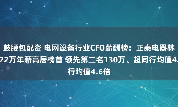 鼓腰包配资 电网设备行业CFO薪酬榜：正泰电器林贻322万年薪高居榜首 领先第二名130万、超同行均值4.6倍
